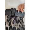 Quilted leather elastic belt