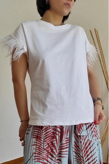 Feather cotton t-shirt