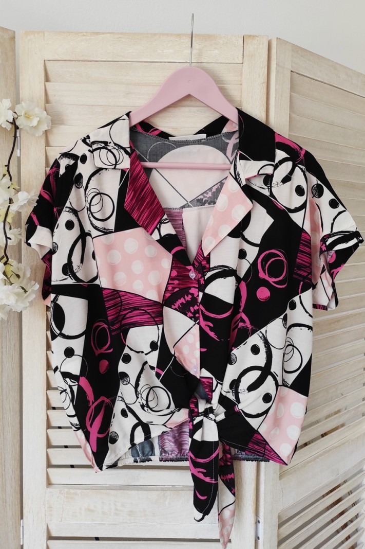 Tie front printed shirt