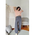 Belted wide leg trousers