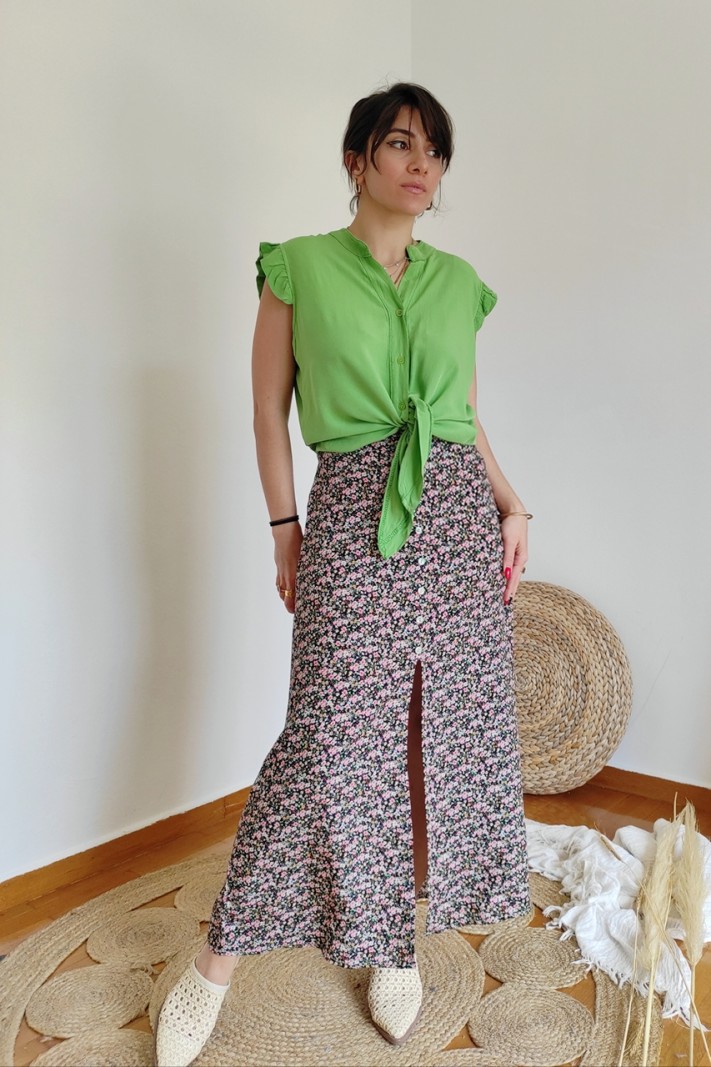 A line floral skirt