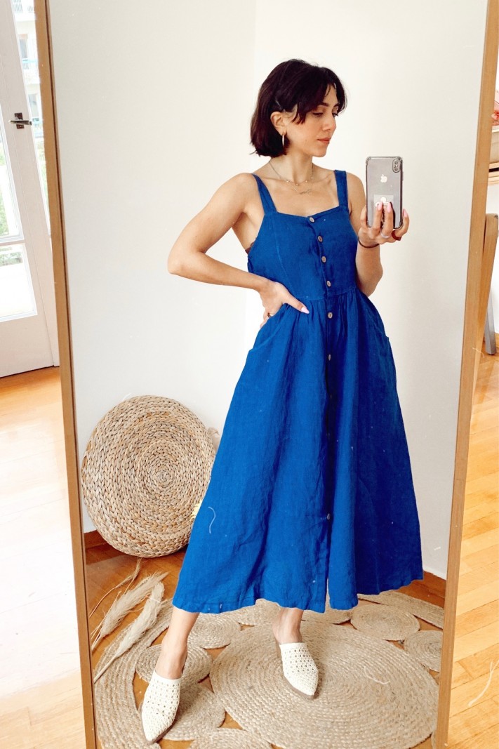 Hannah linen dress in blue