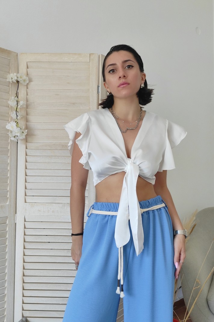 Cropped satin top