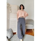 Belted wide leg trousers
