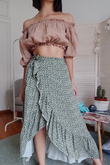 Floral ruffled skirt