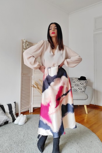 Tie dye satin skirt